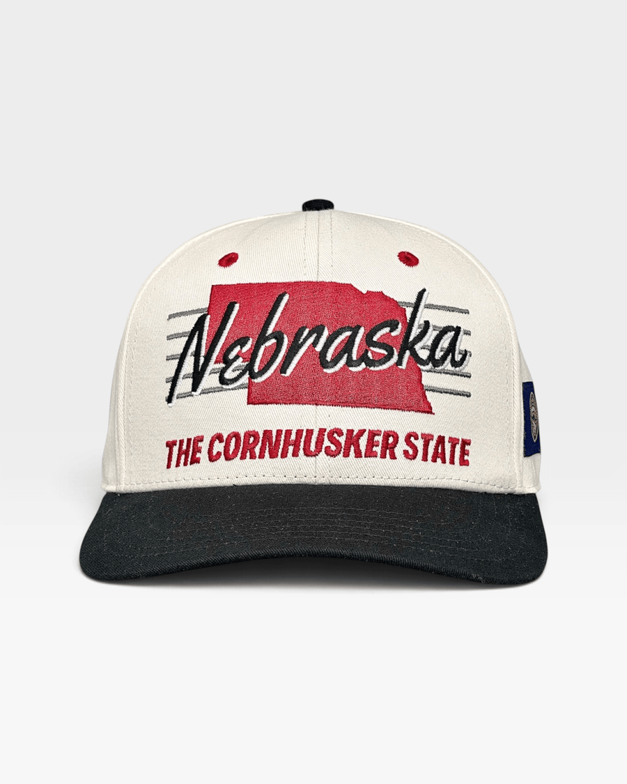 Nebraska Snapback - The Husker (Cream/Black) - Shells Vintage Hat Co.
