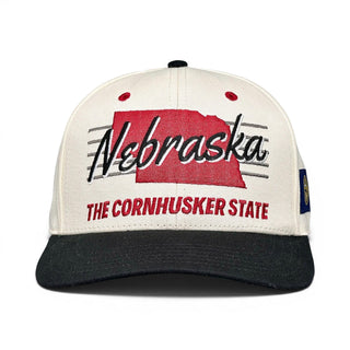 Nebraska Snapback - The Husker (Cream/Black) - Shells Vintage Hat Co.