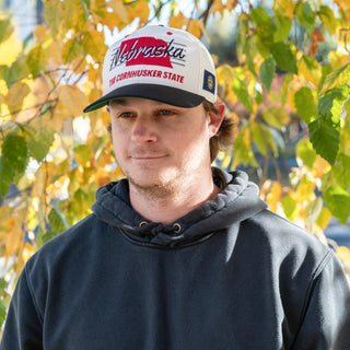 Nebraska Snapback - The Husker (Cream/Black) - Shells Vintage Hat Co.