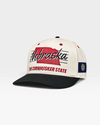 Nebraska Snapback - The Husker (Cream/Black) - Shells Vintage Hat Co.