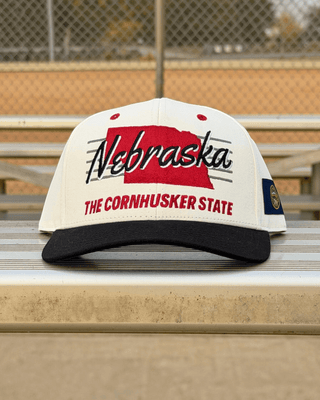 Nebraska Snapback - The Husker (Cream/Black) - Shells Vintage Hat Co.