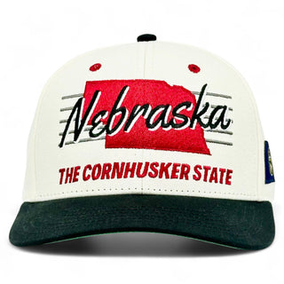 Nebraska Snapback - The Husker (Cream/Black) - Shells Vintage Hat Co.