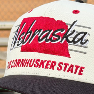 Nebraska Snapback - The Husker (Cream/Black) - Shells Vintage Hat Co.