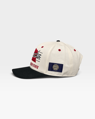 Nebraska Snapback - The Husker (Cream/Black) - Shells Vintage Hat Co.