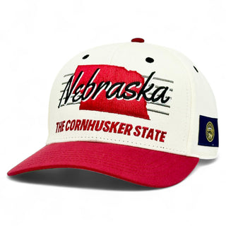 Nebraska Snapback - The Husker (Cream/Red) - Shells Vintage Hat Co.