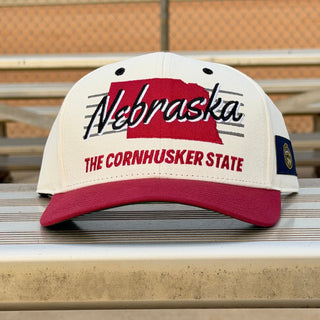 Nebraska Snapback - The Husker (Cream/Red) - Shells Vintage Hat Co.