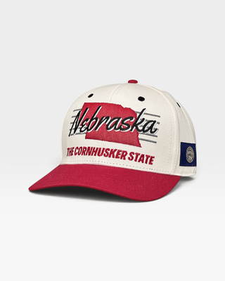 Nebraska Snapback - The Husker (Cream/Red) - Shells Vintage Hat Co.