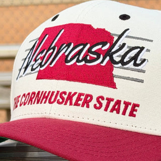 Nebraska Snapback - The Husker (Cream/Red) - Shells Vintage Hat Co.