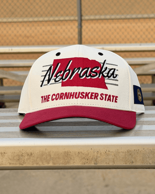 Nebraska Snapback - The Husker (Cream/Red) - Shells Vintage Hat Co.