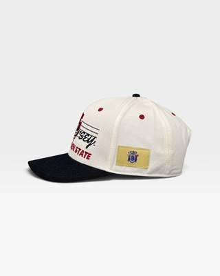 New Jersey Snapback - The Brodeur (Cream/Black) - Shells Vintage Hat Co.