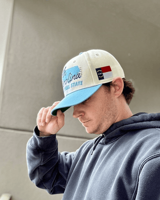 North Carolina Snapback - The Tar Heel (Cream/Carolina Blue) - Shells Vintage Hat Co.