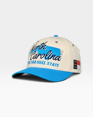 North Carolina Snapback - The Tar Heel (Cream/Carolina Blue) - Shells Vintage Hat Co.
