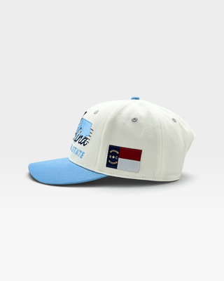 North Carolina Snapback - The Tar Heel (Cream/Carolina Blue) - Shells Vintage Hat Co.