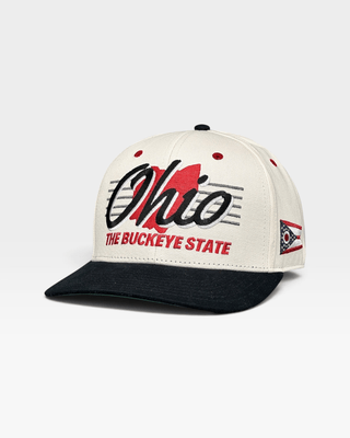Ohio Snapback - The Horseshoe (Cream/Black) - Shells Vintage Hat Co.