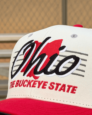 Ohio Snapback - The Horseshoe (Cream/Red) - Shells Vintage Hat Co.