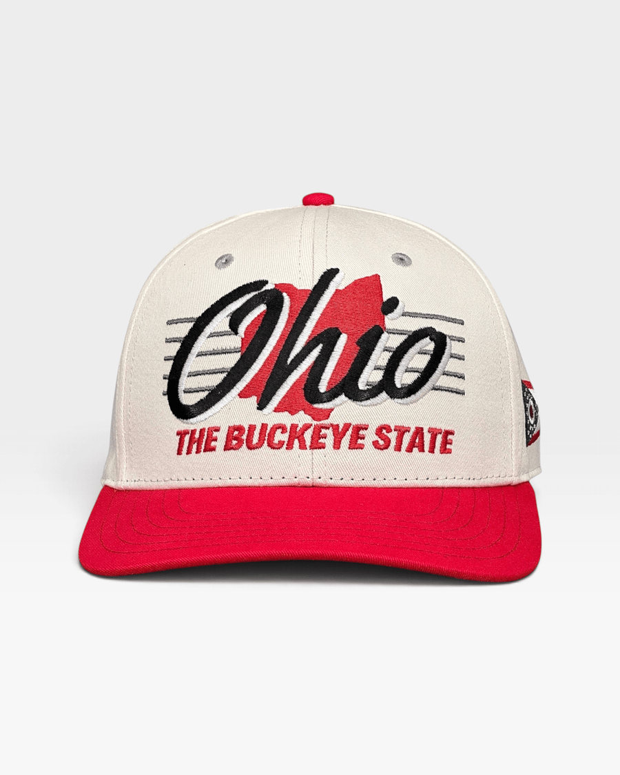 Ohio Snapback - The Horseshoe (Cream/Red) - Shells Vintage Hat Co.