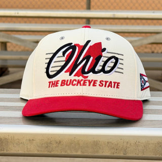 Ohio Snapback - The Horseshoe (Cream/Red) - Shells Vintage Hat Co.