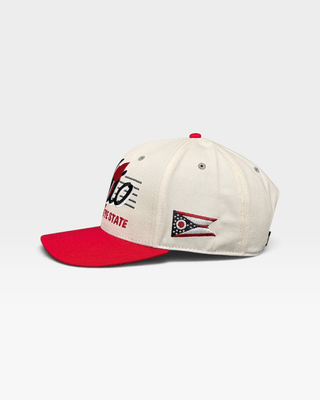 Ohio Snapback - The Horseshoe (Cream/Red) - Shells Vintage Hat Co.