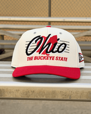 Ohio Snapback - The Horseshoe (Cream/Red) - Shells Vintage Hat Co.