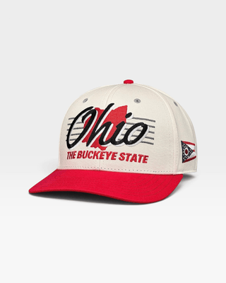 Ohio Snapback - The Horseshoe (Cream/Red) - Shells Vintage Hat Co.