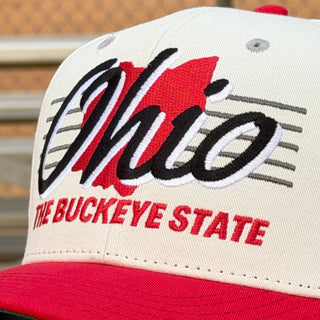 Ohio Snapback - The Horseshoe (Cream/Red) - Shells Vintage Hat Co.