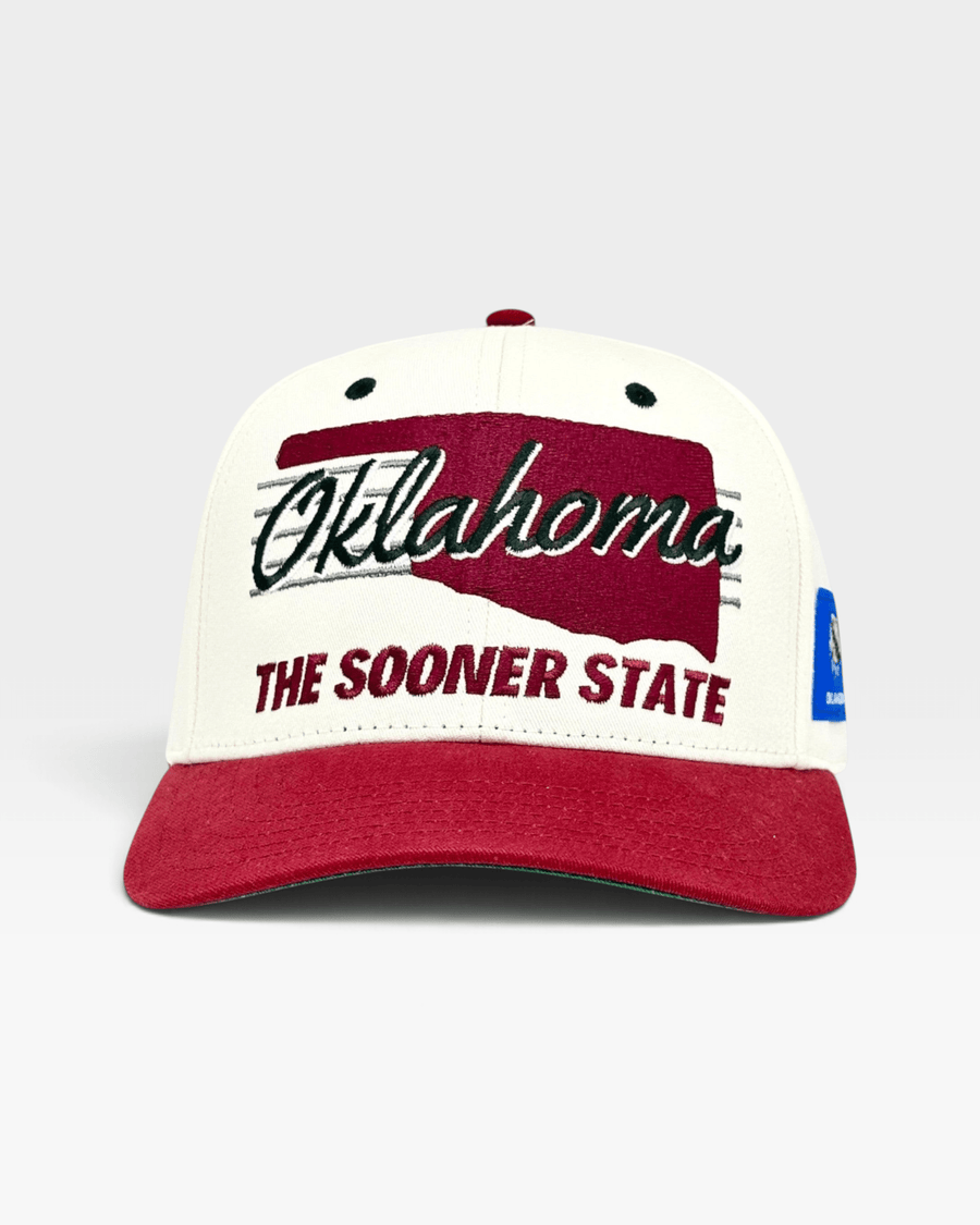 Oklahoma Snapback - The Bozworth (Cream/Crimson) - Shells Vintage Hat Co.