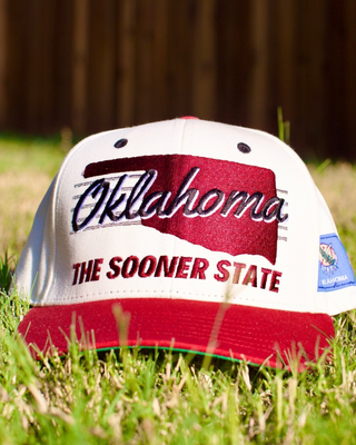 Oklahoma Snapback - The Bozworth (Cream/Crimson) - Shells Vintage Hat Co.