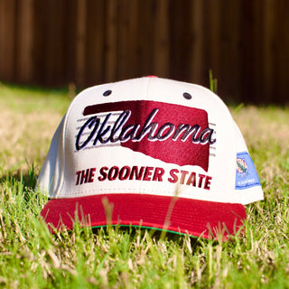 Oklahoma Snapback - The Bozworth (Cream/Crimson) - Shells Vintage Hat Co.