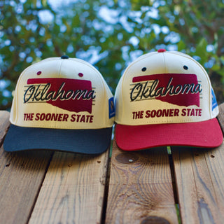 Oklahoma Snapback - The Bozworth (Cream/Crimson) - Shells Vintage Hat Co.