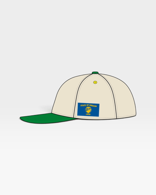 Oregon Snapback - The Autzen (Cream/Green) - Shells Vintage Hat Co.