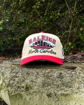 Raleigh Snapback - The Oak (Cream/Red) - Shells Vintage Hat Co.