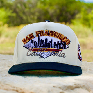 San Francisco Snapback - The Montana (Cream/Black) - Shells Vintage Hat Co.