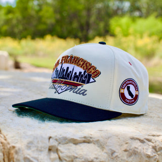San Francisco Snapback - The Montana (Cream/Black) - Shells Vintage Hat Co.