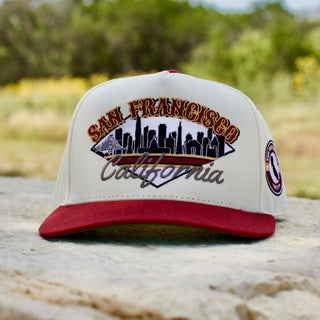 San Francisco Snapback - The Montana (Cream/Red) - Shells Vintage Hat Co.