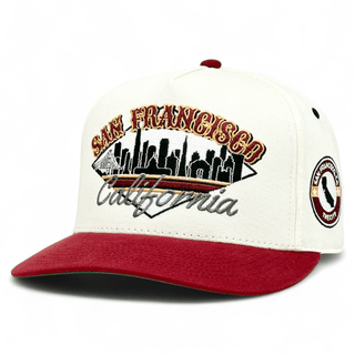 San Francisco Snapback - The Montana (Cream/Red) - Shells Vintage Hat Co.