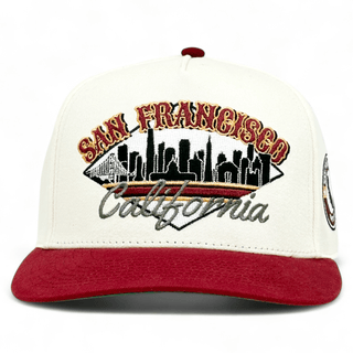 San Francisco Snapback - The Montana (Cream/Red) - Shells Vintage Hat Co.
