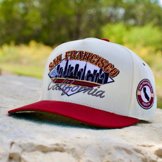 San Francisco Snapback - The Montana (Cream/Red) - Shells Vintage Hat Co.