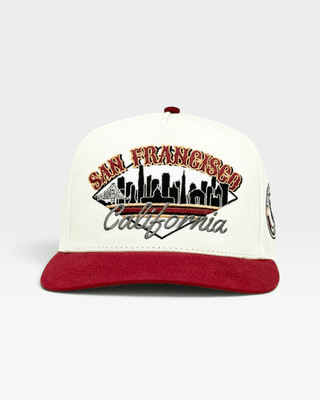 San Francisco Snapback - The Montana (Cream/Red) - Shells Vintage Hat Co.