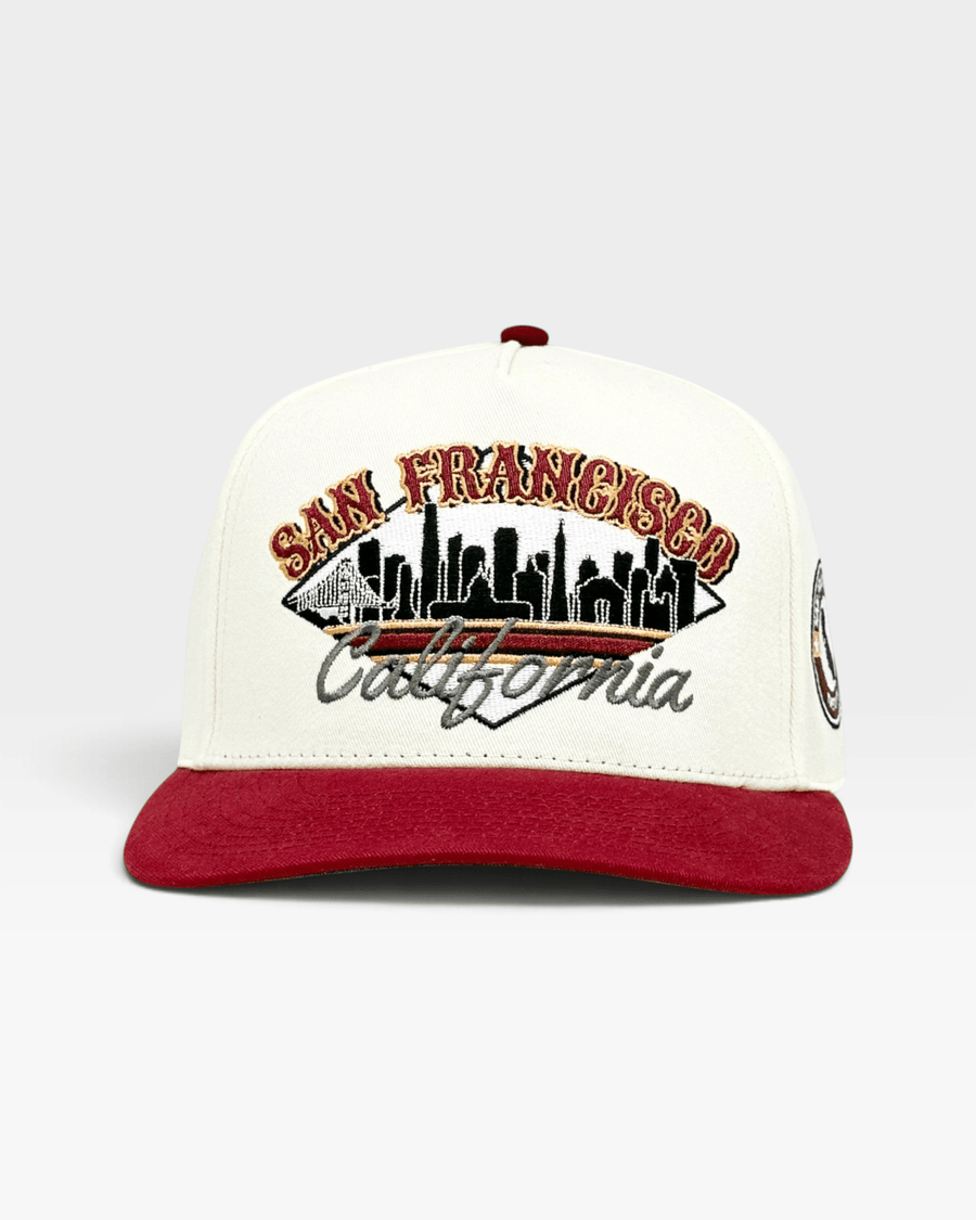 San Francisco Snapback - The Montana (Cream/Red) - Shells Vintage Hat Co.