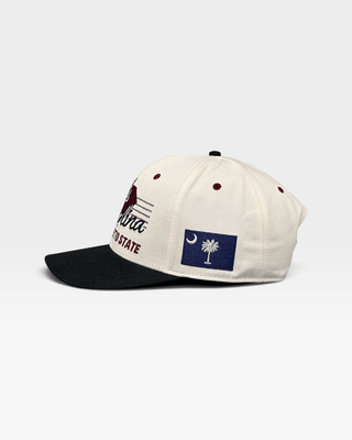South Carolina Snapback - The Willy B (Cream/Black) - Shells Vintage Hat Co.