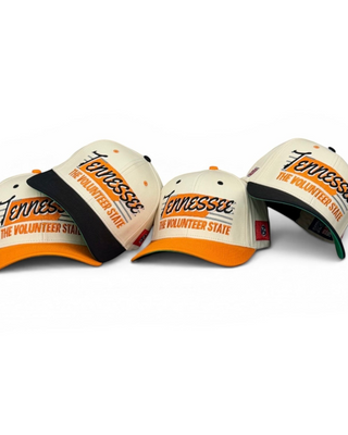 Retro Tennessee Snapback - The Neyland caps with orange lettering, reminiscent of 90s Knoxville vibes, celebrating the Tennessee Volunteers in a vintage style.
