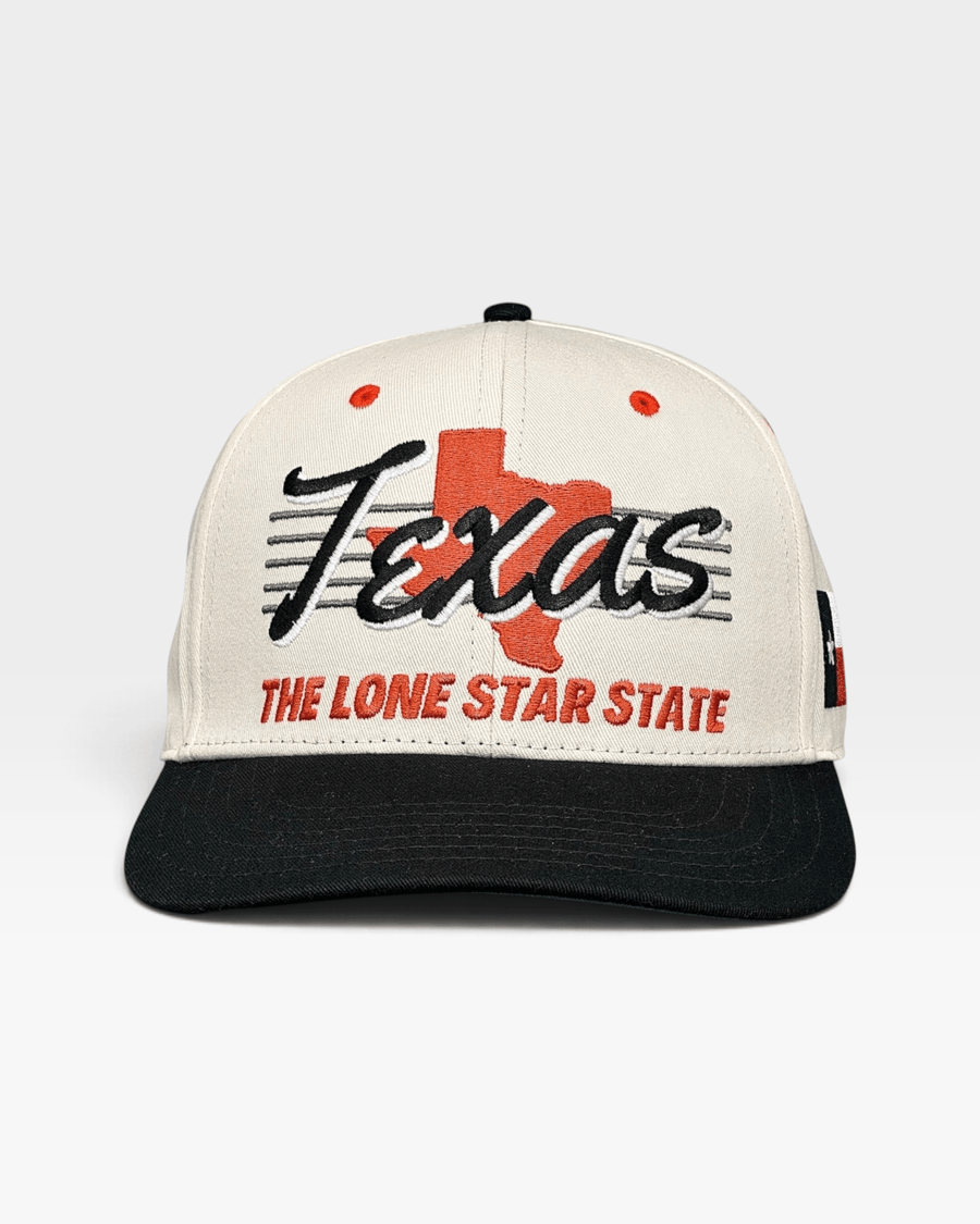 Texas Snapback - The Longhorn (Cream/Black) - Shells Vintage Hat Co.