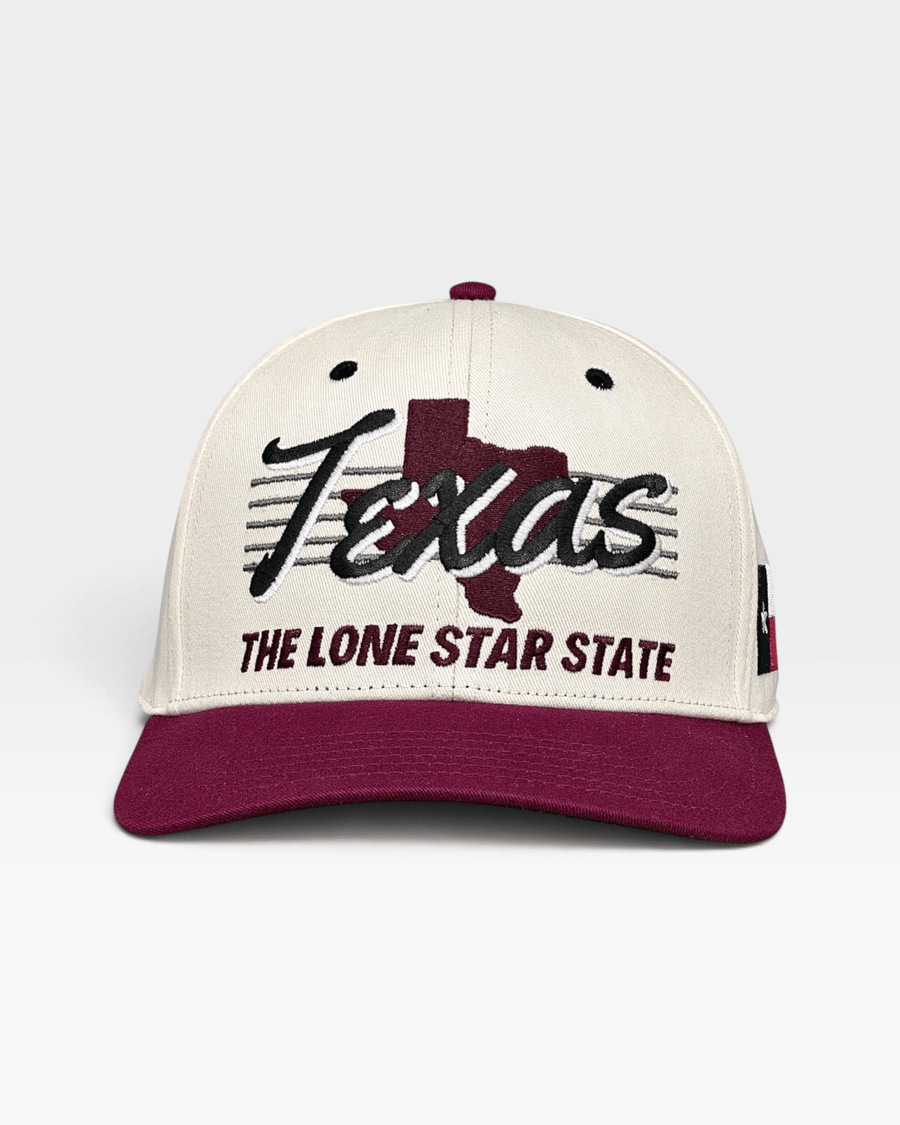 Texas Snapback - The Manziel (Cream/Maroon) - Shells Vintage Hat Co.