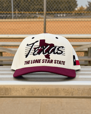 Texas Snapback - The Manziel (Cream/Maroon) - Shells Vintage Hat Co.