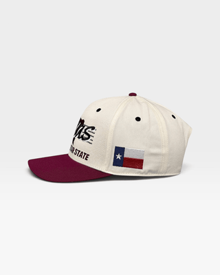 Texas Snapback - The Manziel (Cream/Maroon) - Shells Vintage Hat Co.