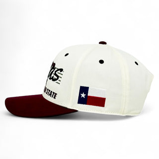 Texas Snapback - The Manziel (Cream/Maroon) - Shells Vintage Hat Co.