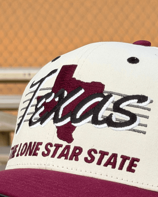 Texas Snapback - The Manziel (Cream/Maroon) - Shells Vintage Hat Co.
