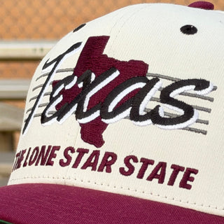 Texas Snapback - The Manziel (Cream/Maroon) - Shells Vintage Hat Co.