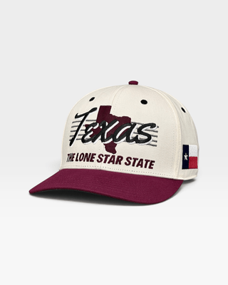 Texas Snapback - The Manziel (Cream/Maroon) - Shells Vintage Hat Co.