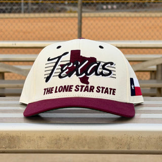 Texas Snapback - The Manziel (Cream/Maroon) - Shells Vintage Hat Co.